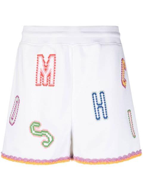 logo-embroidered lace-trim shorts by MOSCHINO
