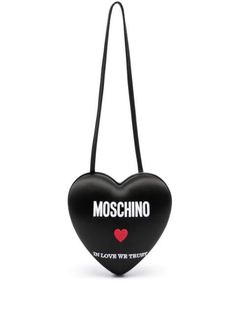 logo-embroidered leather shoulder bag by MOSCHINO