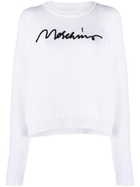logo-embroidered ribbed jumper by MOSCHINO