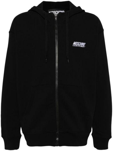 logo embroidered zipped hoodie by MOSCHINO