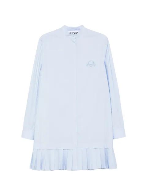 logo-embroidery pleated-hem mini dress by MOSCHINO