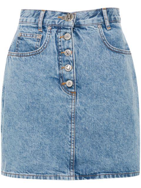 logo-engraved buttons denim skirt by MOSCHINO