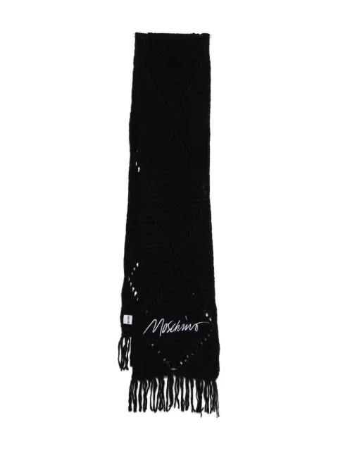 logo fringed scarf by MOSCHINO