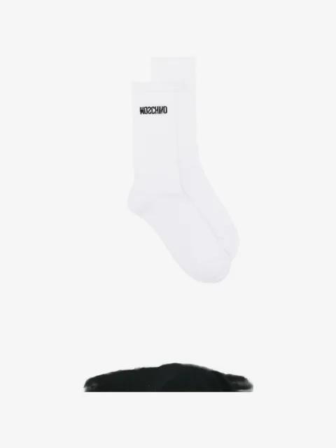 logo-intarsia ribbed socks by MOSCHINO