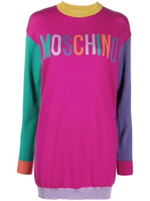 logo-intarsia sweater dress by MOSCHINO