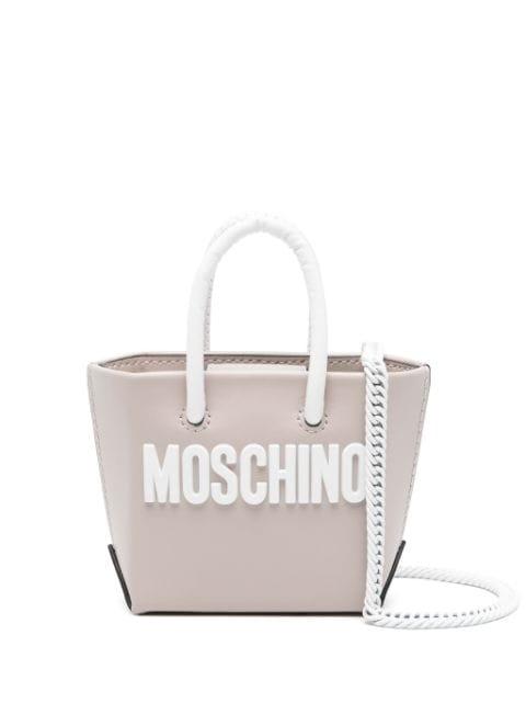 logo-lettering leather mini bag by MOSCHINO