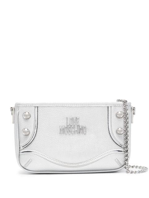 logo-lettering metallic shoulder bag by MOSCHINO