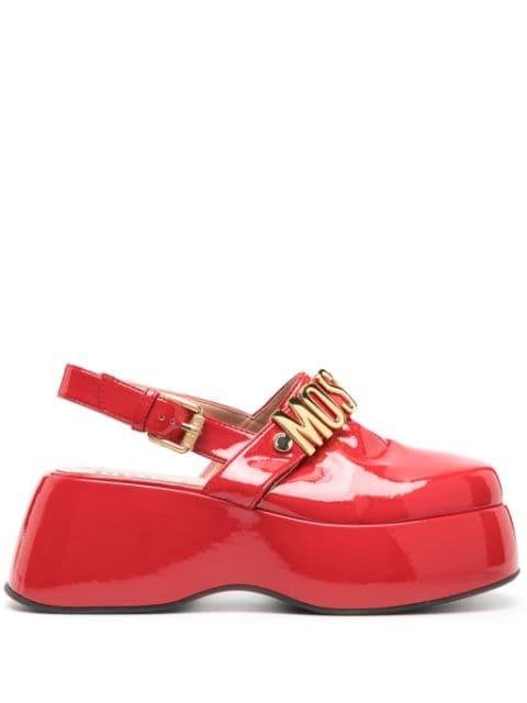 logo-lettering slingback wedge clogs by MOSCHINO