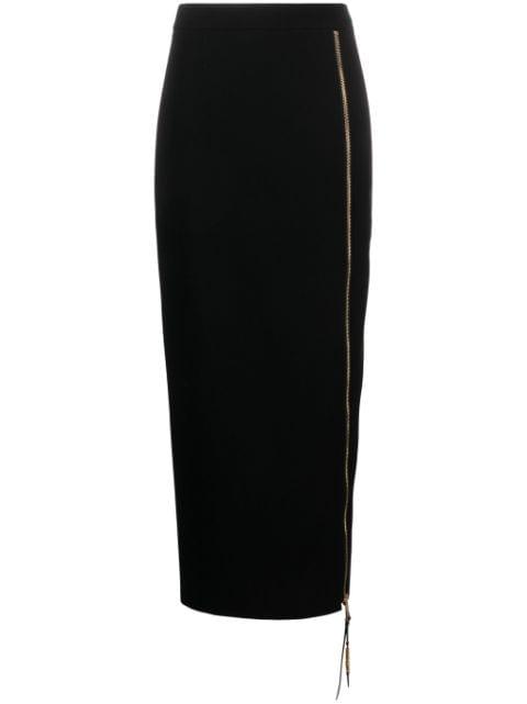 logo-lettering straight midi skirt by MOSCHINO