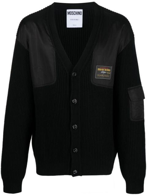 logo-patch V-neck cardigan by MOSCHINO