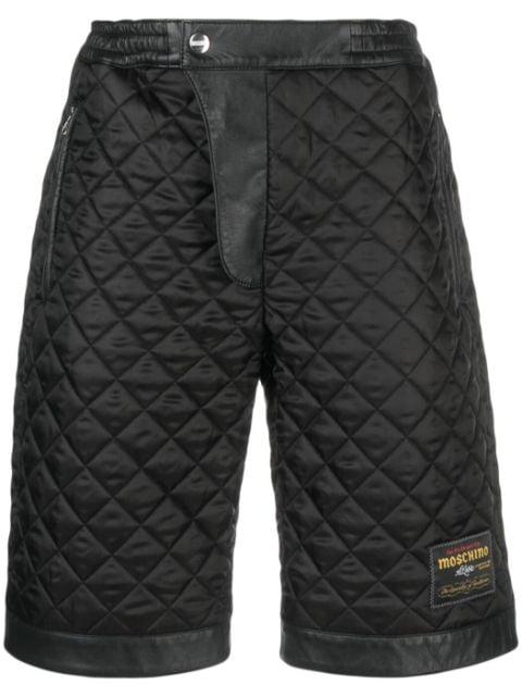 logo-patch diamond-quilted shorts by MOSCHINO