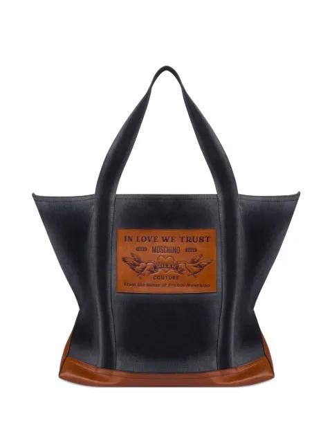 logo-patch tote bag by MOSCHINO