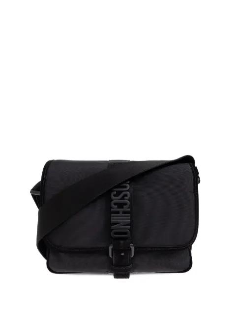logo-plaque buckled shoulder bag by MOSCHINO