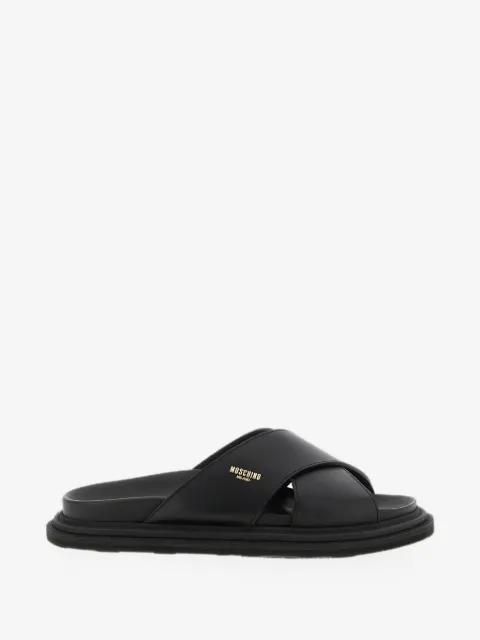logo-plaque crossover-strap sandals by MOSCHINO