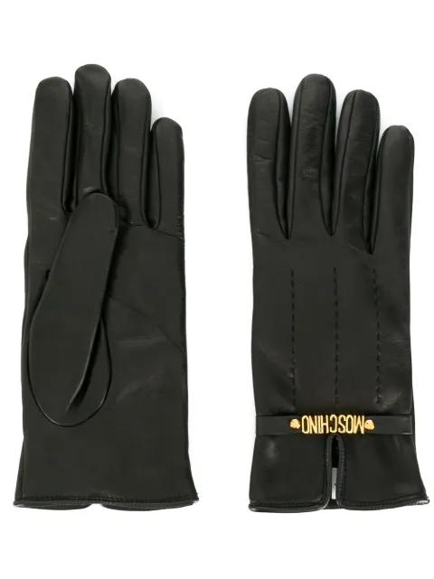 logo plaque gloves by MOSCHINO