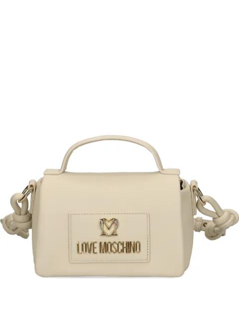 logo-plaque knotted-strap cross body bag by MOSCHINO