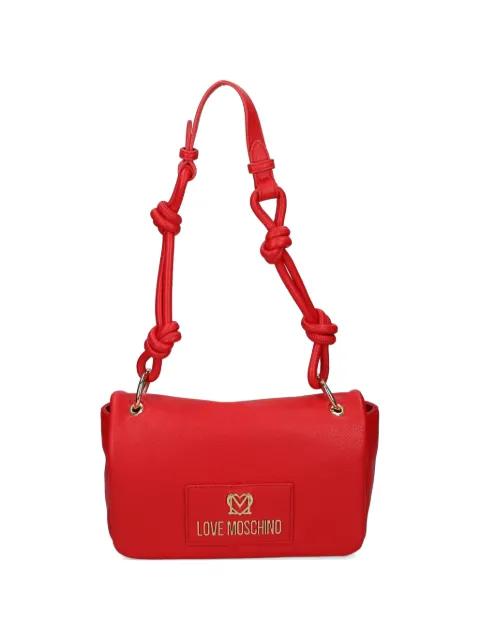 logo-plaque knotted-strap shoulder bag by MOSCHINO