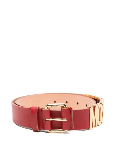 logo-plaque leather belt by MOSCHINO