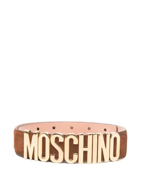 logo-plaque leather belt by MOSCHINO