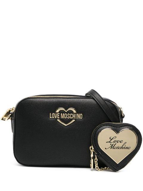 logo-plaque leather camera bag by MOSCHINO