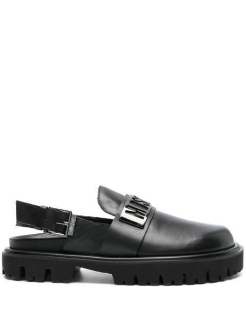 logo-plaque leather clogs by MOSCHINO