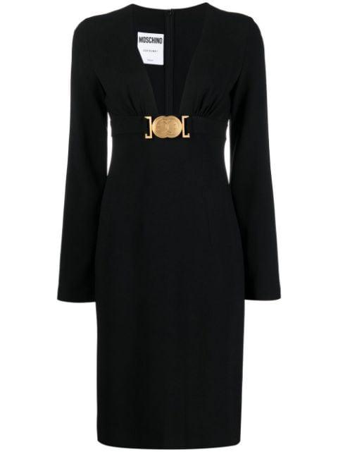logo-plaque long-sleeved dress by MOSCHINO
