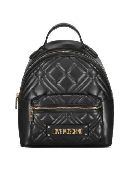logo-plaque quilted backpack by MOSCHINO