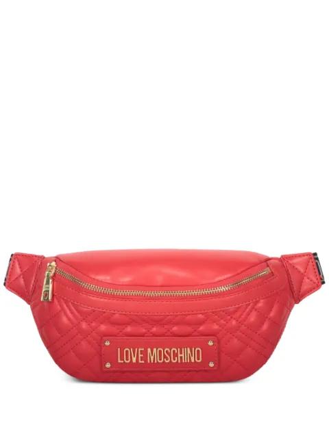 logo-plaque quilted belt bag by MOSCHINO