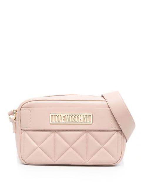 logo-plaque quilted cross-body bag by MOSCHINO