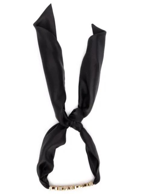 logo-plaque silk scarf by MOSCHINO