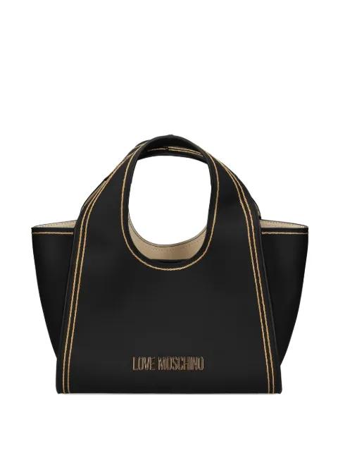 logo-plaque stitched tote bag by MOSCHINO