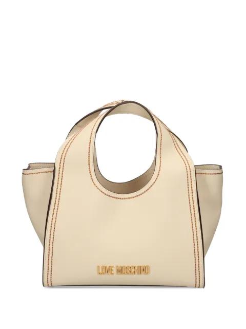logo-plaque stitched tote bag by MOSCHINO