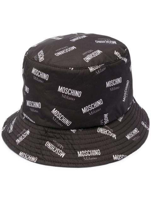 logo print bucket hat by MOSCHINO