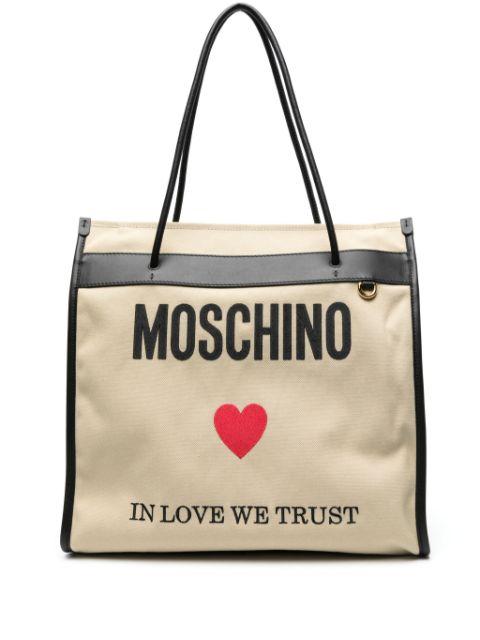 logo-print canvas tote bag by MOSCHINO