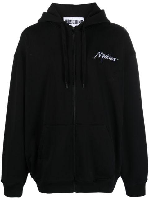 logo-print cotton hoodie by MOSCHINO