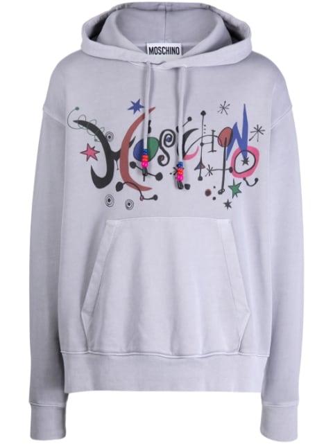 logo-print cotton hoodie by MOSCHINO
