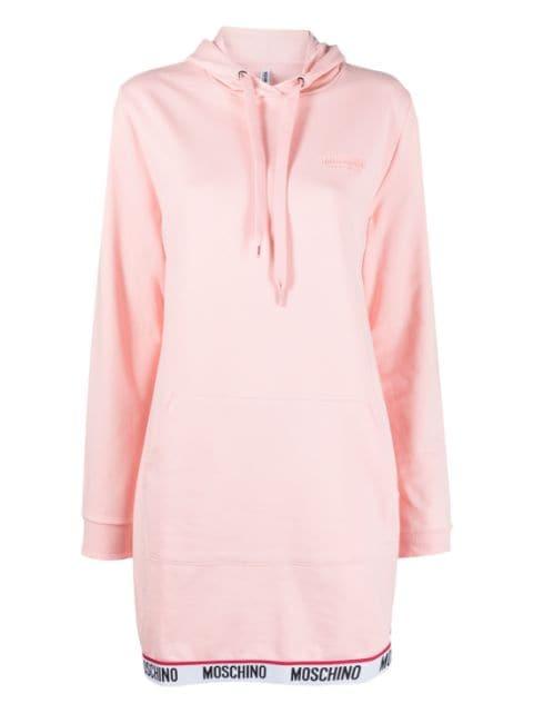 logo-print drawstring hoodie by MOSCHINO