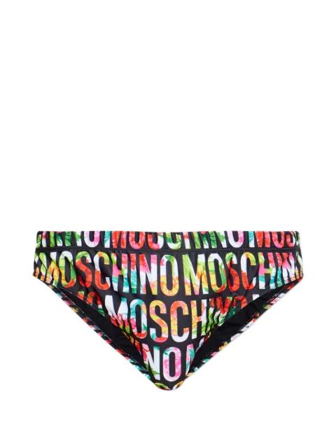 logo-print floral-pattern swim briefs by MOSCHINO