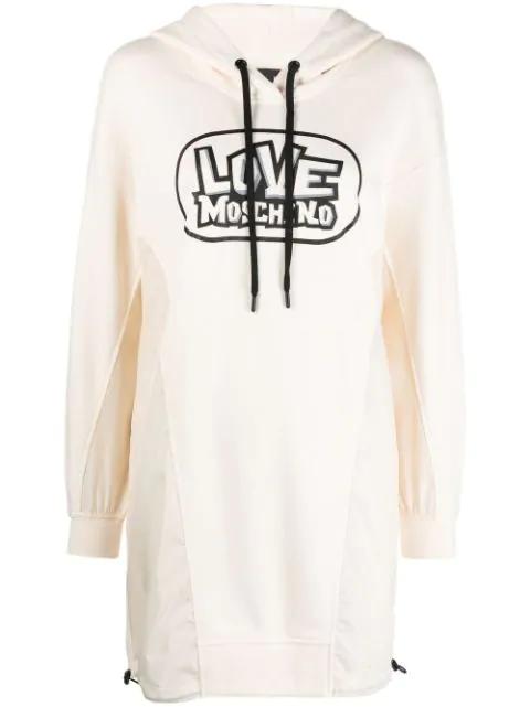logo-print hoodied dress by MOSCHINO