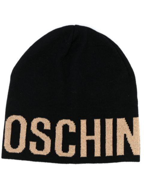 logo-print knit beanie by MOSCHINO