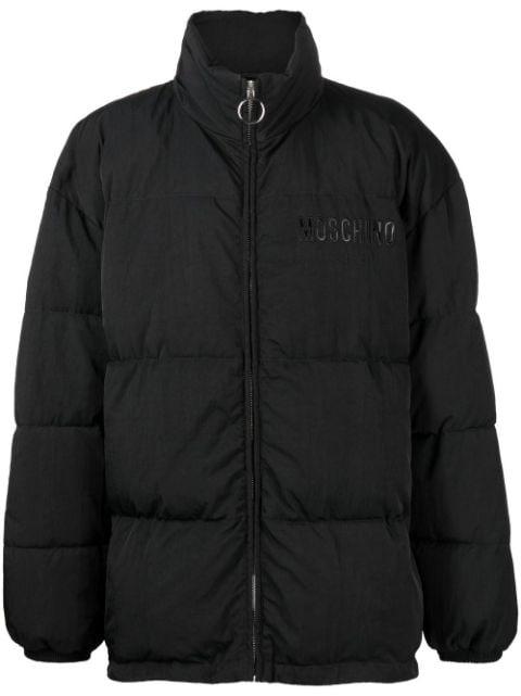 logo-print padded coat by MOSCHINO