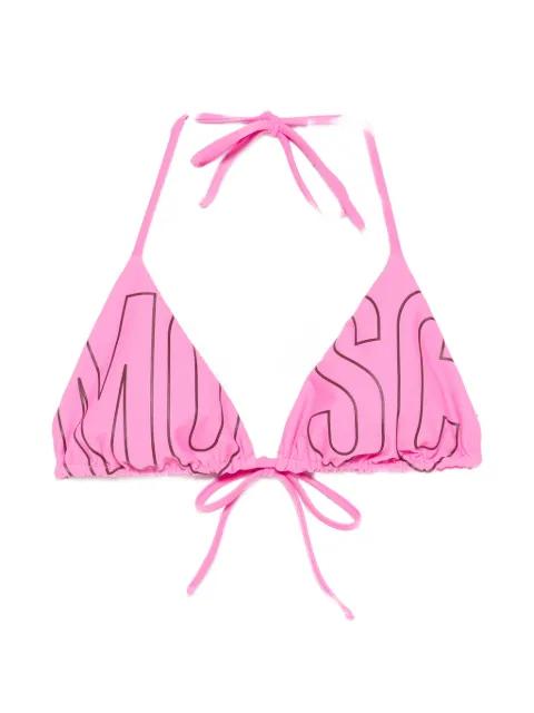 logo-print triangle bikini top by MOSCHINO
