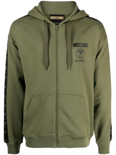 logo-print zip-up organic cotton hoodie by MOSCHINO