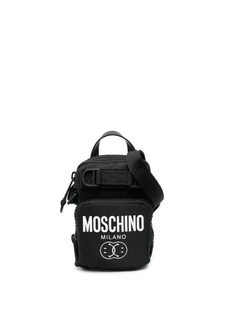 logo-print zip-up shoulder bag by MOSCHINO