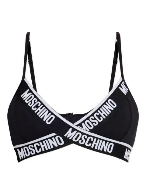 logo-tape bra by MOSCHINO