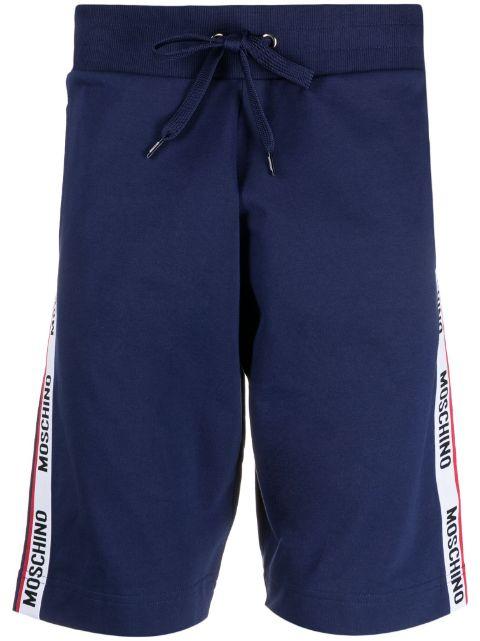 logo-tape drawstring lounge shorts by MOSCHINO