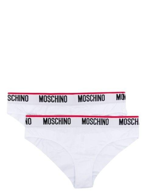 logo-waistband cotton-blend bikini briefs (pack of two) by MOSCHINO