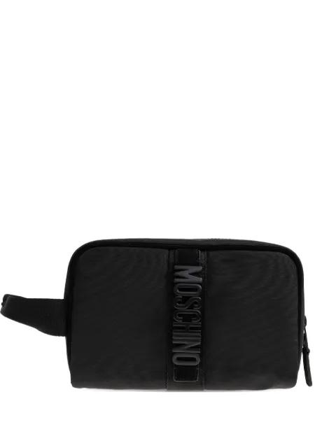 logo zip clutch bag by MOSCHINO