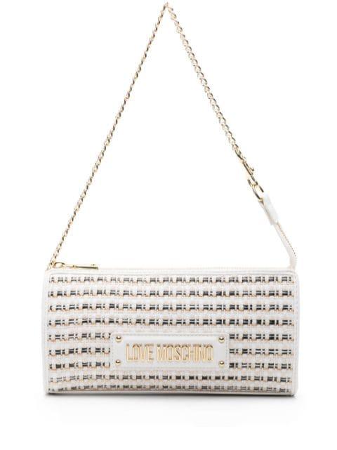 metallic-thread raffia shoulder bag by MOSCHINO