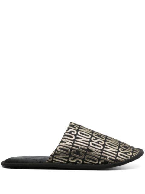 monogram-jacquard lurex slides (set of two) by MOSCHINO